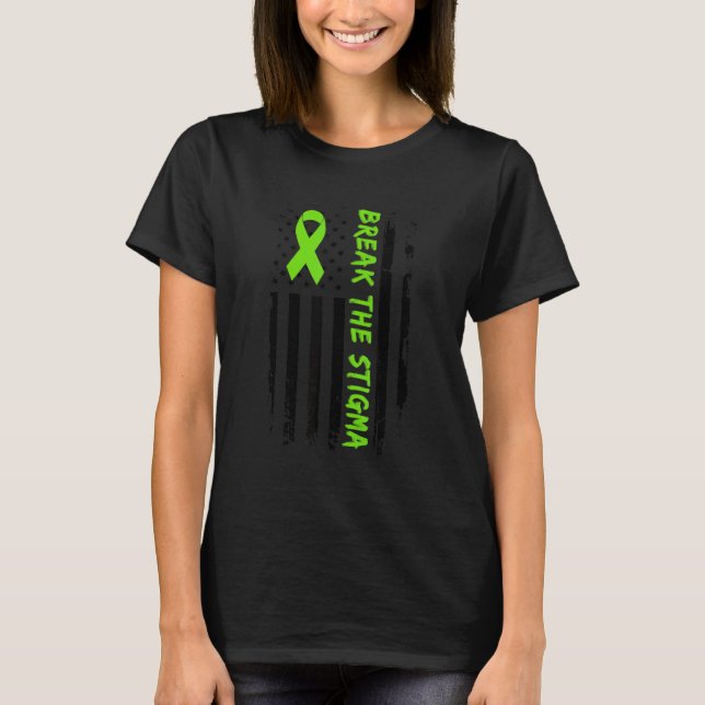 Break The Stigma  Green Mental Health Awareness T-Shirt (Vorderseite)