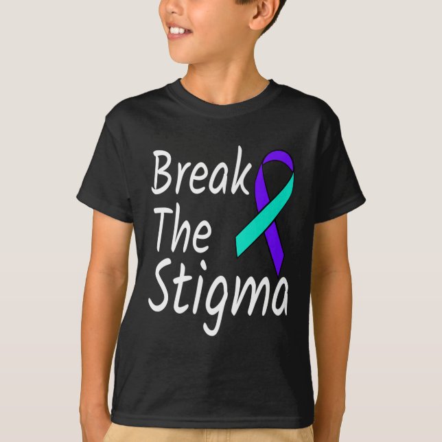 Break the Stigma Suicide Prevention Ribbon Awarene T-Shirt (Vorderseite)