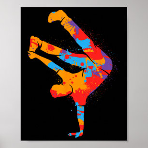 Breakdance Colorful Street Dancing Men Boys Brea Poster