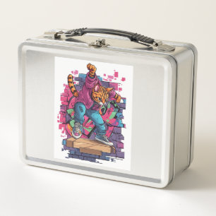 Breakdance Meow � Urban Graffiti Katzen-Tanz Metall Brotdose