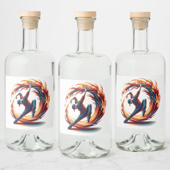 Breakdance Street Fire with Urban Energy Alkoholflaschenetikett (Flaschen)