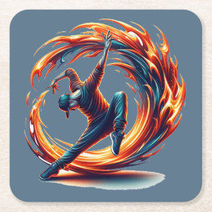 Breakdance Street Fire with Urban Energy Rechteckiger Pappuntersetzer