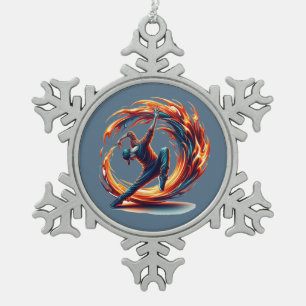 Breakdance Street Fire with Urban Energy Schneeflocken Zinn-Ornament