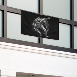 Breakdance Urban Style Monochrome Motion Art Banner