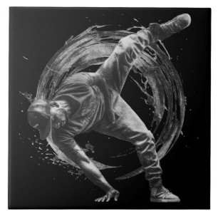 Breakdance Urban Style Monochrome Motion Art Fliese