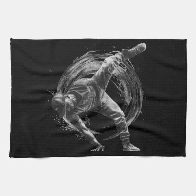 Breakdance Urban Style Monochrome Motion Art Geschirrtuch (Horizontal)