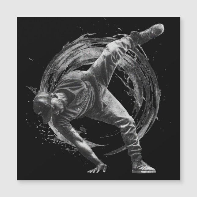 Breakdance Urban Style Monochrome Motion Art Magnetkarte (Vorderseite)