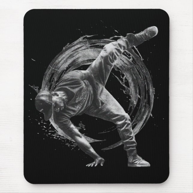 Breakdance Urban Style Monochrome Motion Art Mousepad (Vorne)