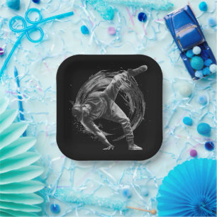 Breakdance Urban Style Monochrome Motion Art Pappteller