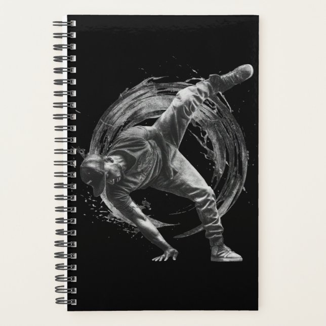Breakdance Urban Style Monochrome Motion Art Planer (Vorderseite)