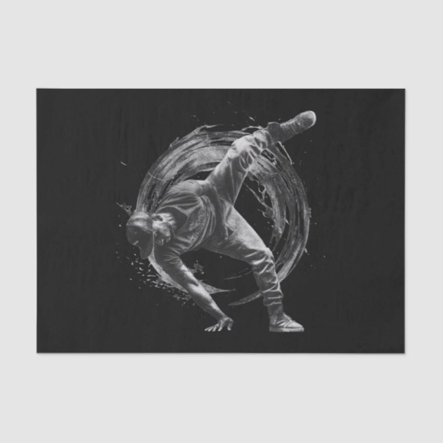 Breakdance Urban Style Monochrome Motion Art Seidenpapier (Vorderseite)
