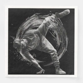 Breakdance Urban Style Monochrome Motion Art Serviette