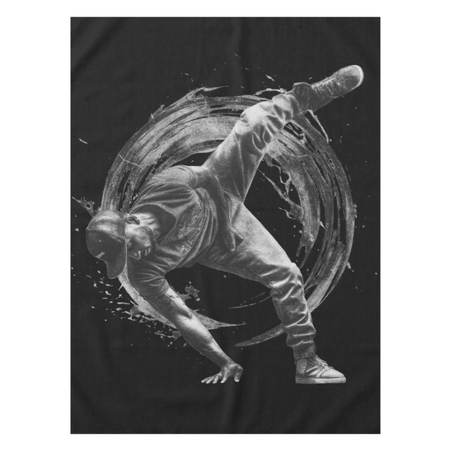 Breakdance Urban Style Monochrome Motion Art Tischdecke (Vorderseite)