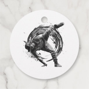 Breakdancer in Aktion im Stil eines Spritzers mit  Geschenkanhänger