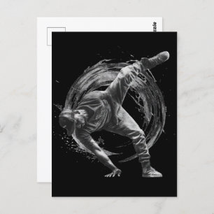 Breakdancer in Aktion im Stil eines Spritzers mit  Postkarte
