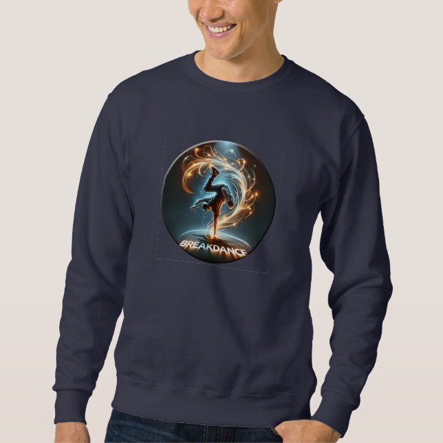 Breakdancer in Neon Swirl Spotlight Dynamische Sta Sweatshirt (Vorderseite)