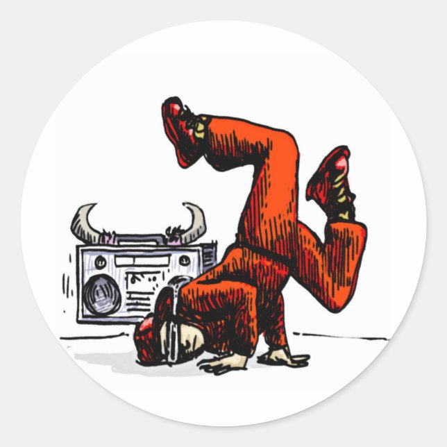 Breakdancer und Box Hip Hop Runder Aufkleber (Vorderseite)