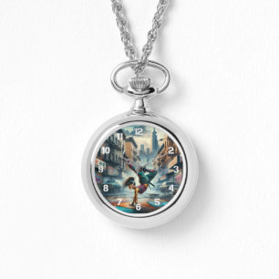 Breakdancer Women in Action New Yorker Silhouette Armbanduhr