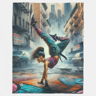 Breakdancer Women in Action New Yorker Silhouette Fleecedecke