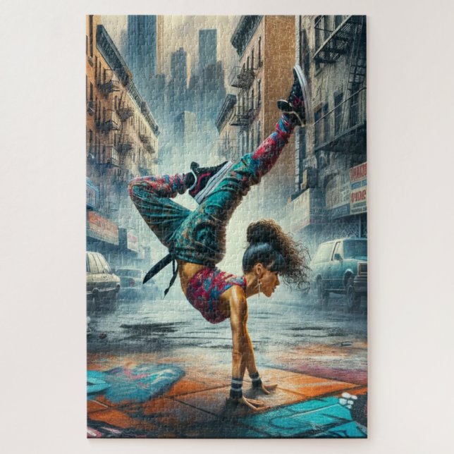 Breakdancer Women in Action New Yorker Silhouette Puzzle (Vertikal)