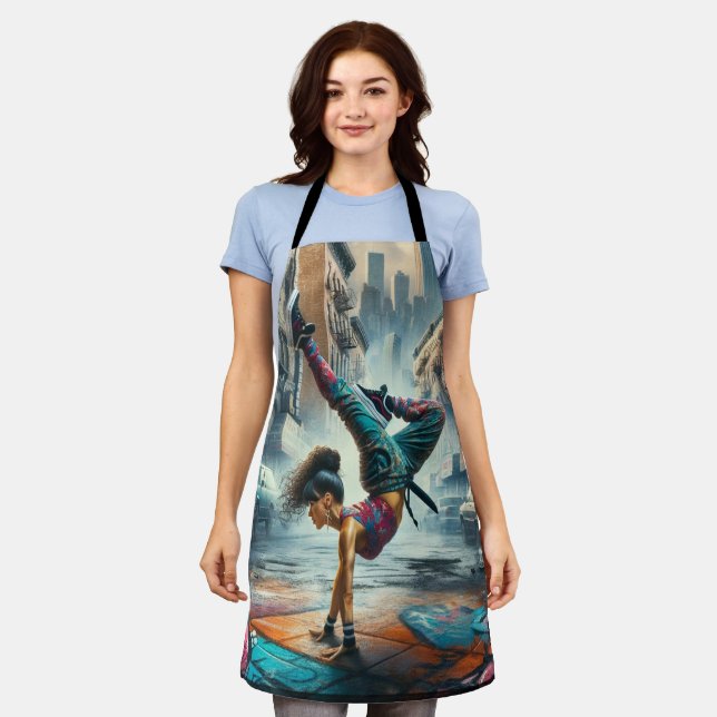 Breakdancer Women in Action New Yorker Silhouette Schürze (Getragen)