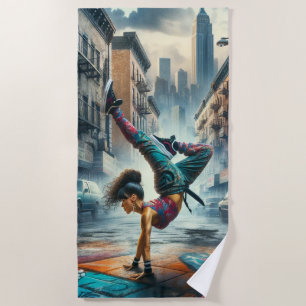 Breakdancer Women in Action New Yorker Silhouette Strandtuch