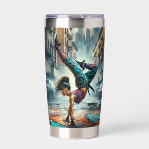 Breakdancer Women in Action New Yorker Silhouette Thermobecher