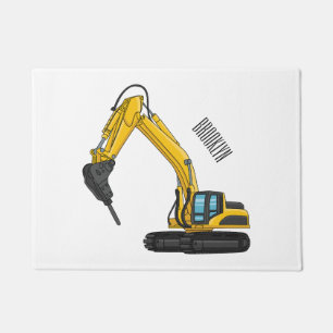 Breaker excavator cartoon illustration fußmatte