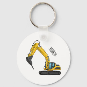 Breaker excavator cartoon illustration  schlüsselanhänger