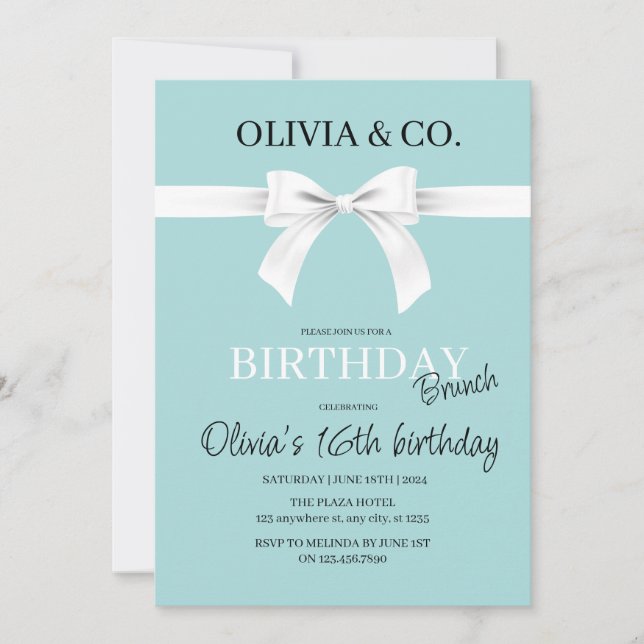 Breakfast at Tiffany's Birthday brunch invitation (Vorderseite)