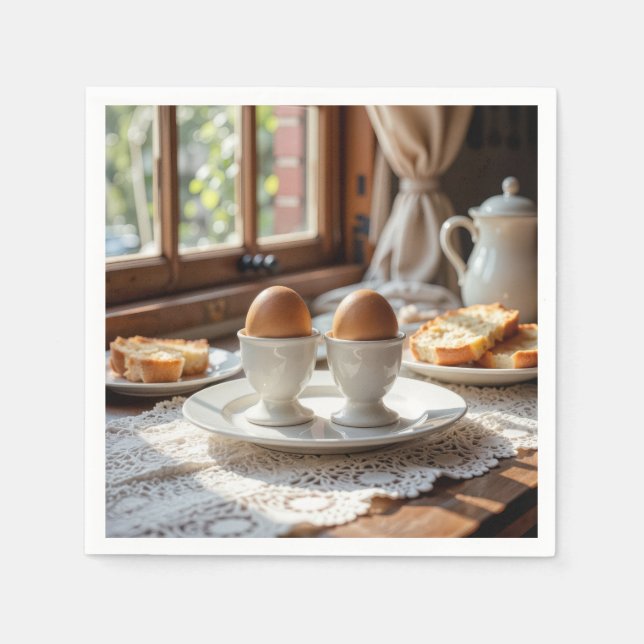 Breakfast Brown Eggs In Egg Cups Serviette (Vorderseite)