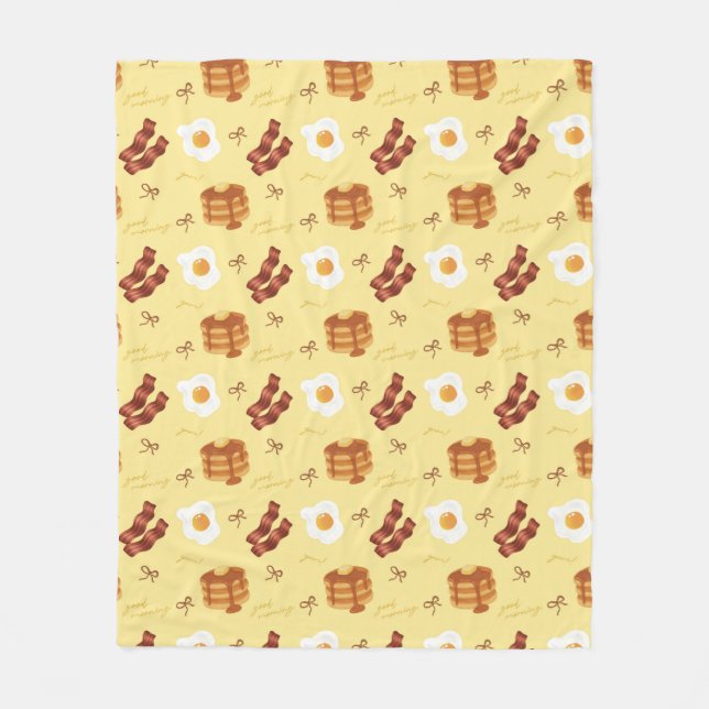 Breakfast Theme Bacon Eggs Pancakes Pattern Fleecedecke (Vorderseite)