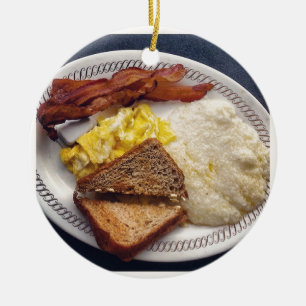 Breakfast Time - Bacon Eggs Toast Grits Keramik Ornament