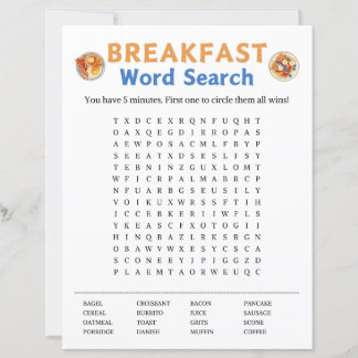Breakfast Word Search Game