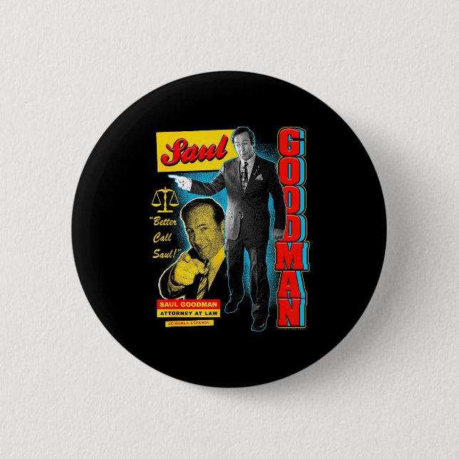 Breaking Bad Saul Goodman Farbige Werbe-Collage TV Button (Vorderseite)