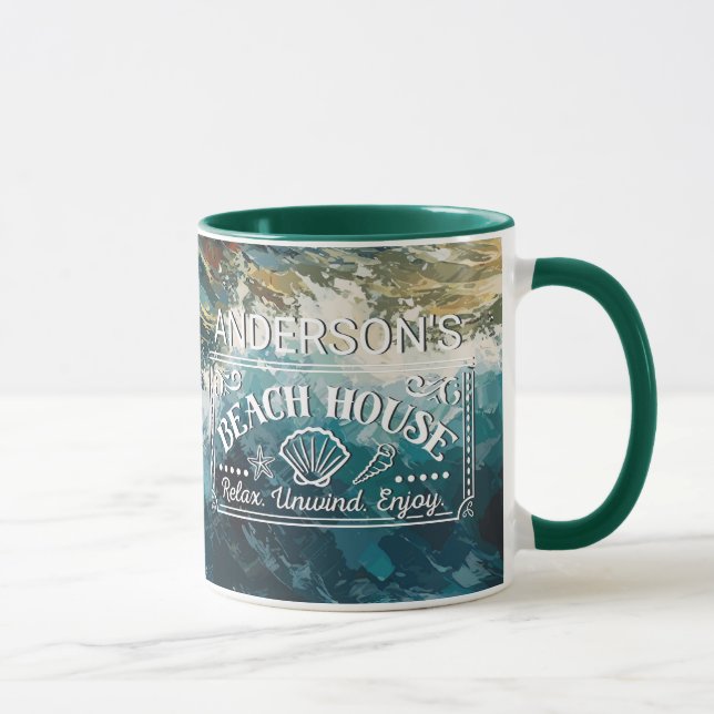 Breaking Beach Waves Thema Malerei Tasse (Rechts)