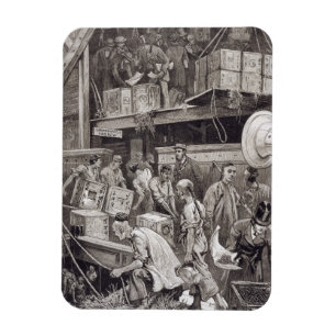 Breaking Bulk an Bord eines Teeschiffs im Londoner Magnet