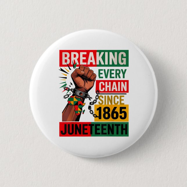 Breaking Jede Kette seit 1865 Juneteenth Black H Button (Vorderseite)