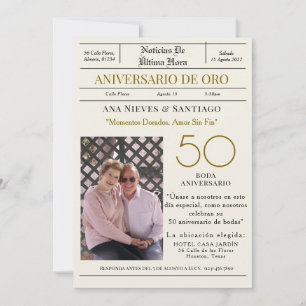 "Breaking News" Foto zum goldenen Hochzeitstag Einladung