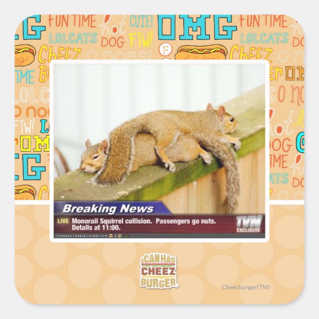 Breaking News Quadratischer Aufkleber (Vorderseite)