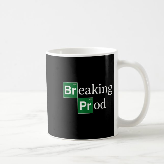 Breaking Prod Funny Dev's Meme T - Shirt.png Kaffeetasse (Rechts)