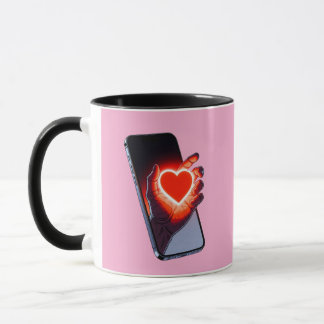 Breaking Screen Heart Optical Illusion Mug Design Tasse