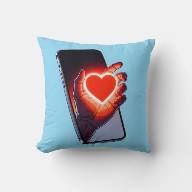 Breaking Screen Heart Optical Illusion Throw Pillo Kissen (Vorderseite)