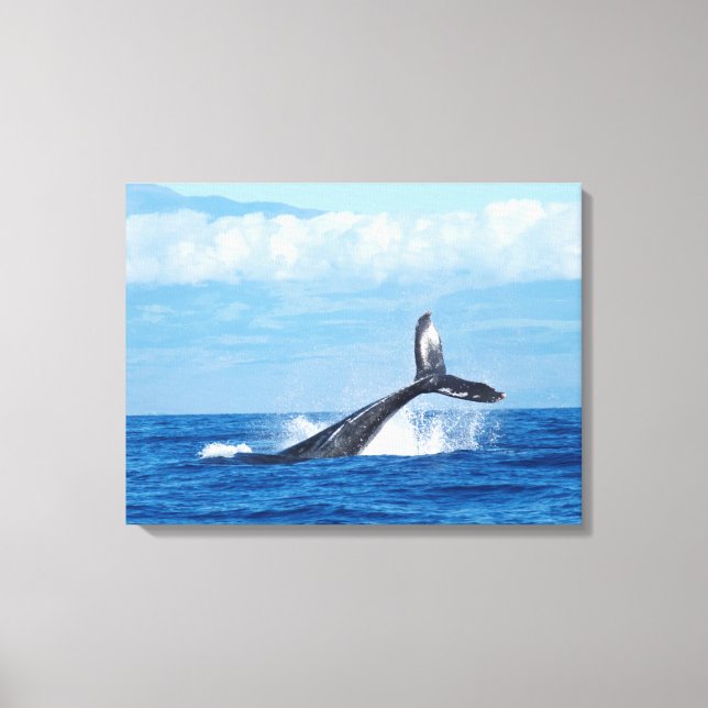 Breaking Whale Blue Sea Canvas Print Leinwanddruck (Vorderseite)
