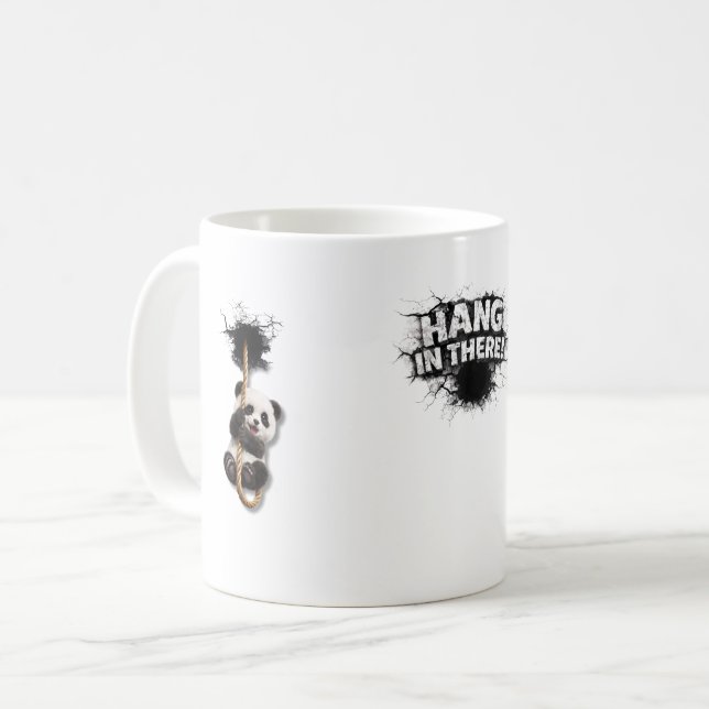 Breakthrough Panda – Cute 3D Wall Illusion Art Kaffeetasse (Vorderseite Links)