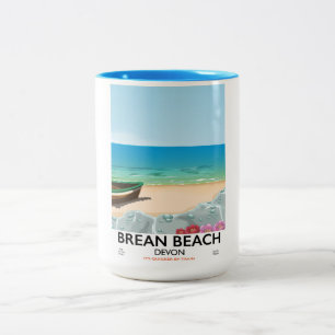 Brean Beach Devon Vintage-Reiseplakat Zweifarbige Tasse