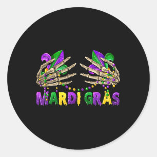 Breasdurt Mardi Gras 2025 Shirt Funny Beads Outli Runder Aufkleber
