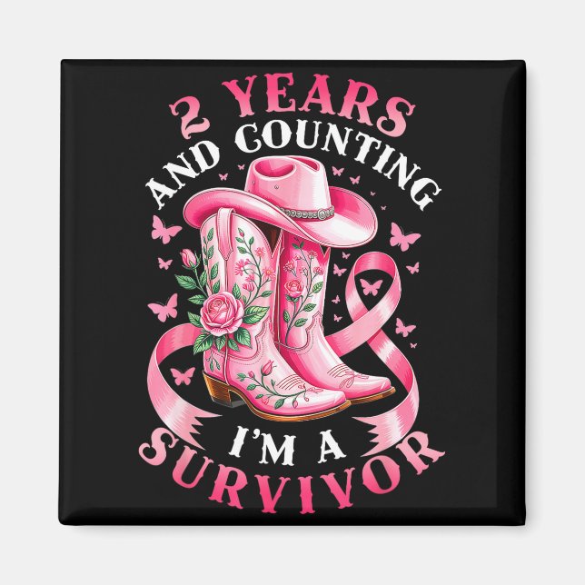 Breast Cancer 2 Years Survivor Nk Ribbon Cowgirl G Magnet (Vorne)