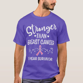 Breast Cancer 5 Year Survivor Pink Ribbon Awarenes T-Shirt