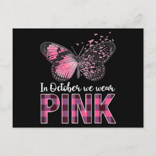 Breast Cancer Awareness Butterfly - In October We  Postkarte